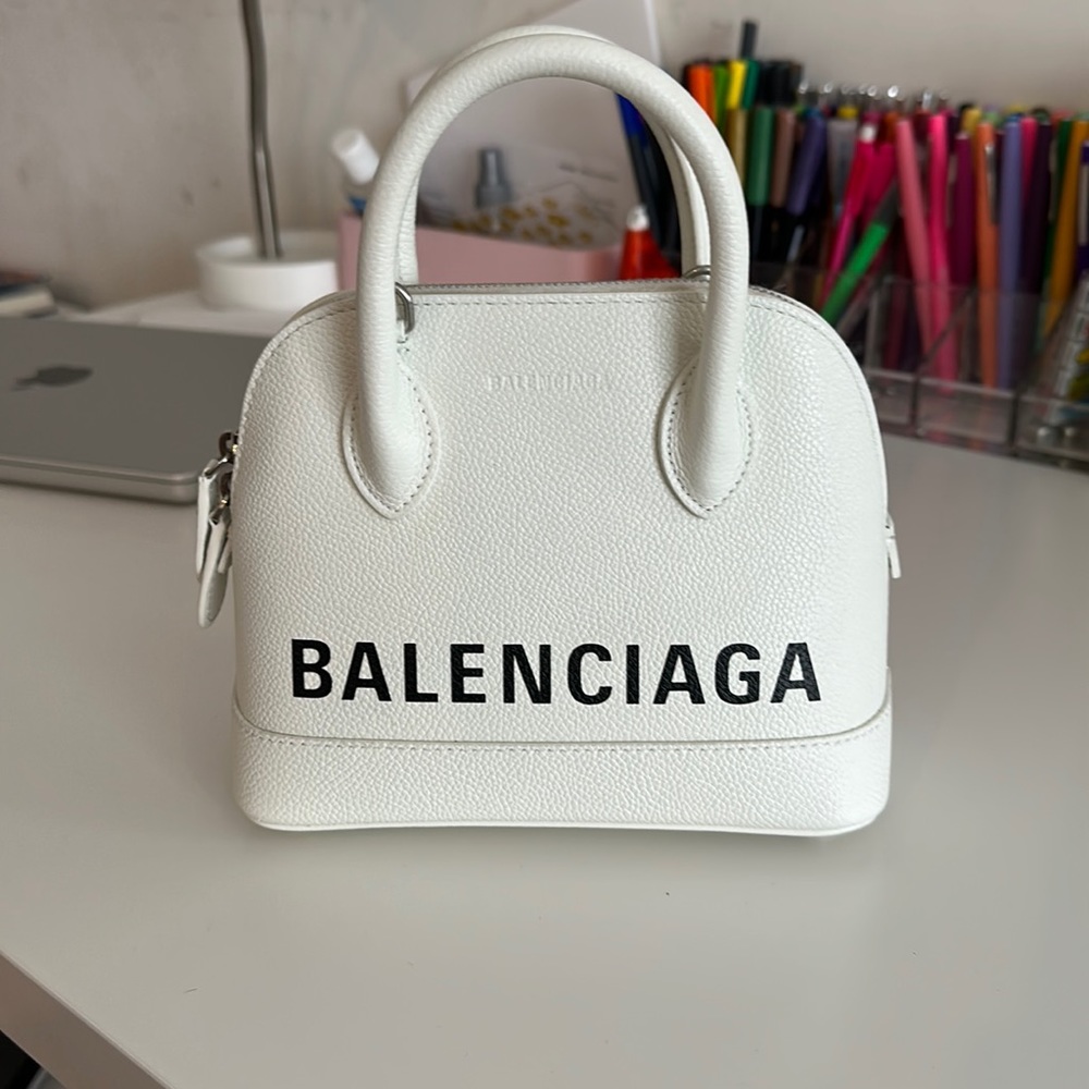 Mini white Balenciaga bag